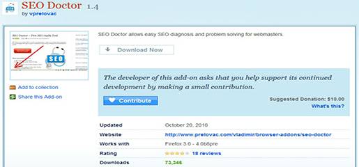 SEO Doctor is developed for both beginners and experienced SEOs in mind and its scoring system and recommendations are based on official SEO documents, namely Google Webmaster guidelines, Google Image guidelines and Google SEO starter guide.
