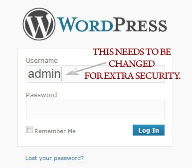 Default Username as shown in the WordPress login screen.