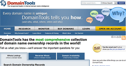 DomainTools - Domain name research, including comprehensive Whois Lookup, reverse Whois lookup and Whois History. Domain name monitoring tools and buyer/seller tools.
