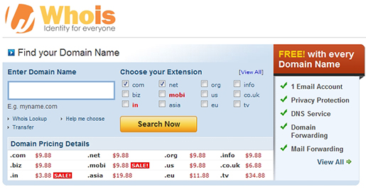 Whois lookup, domain name search, domain name registration, available domain names, domain whois database information.