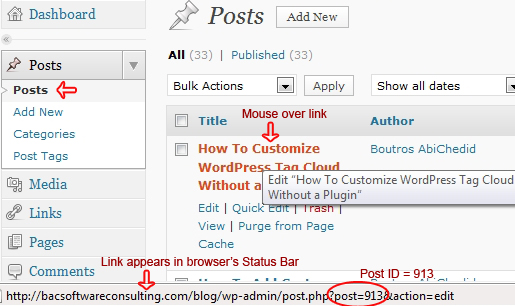 How to find the Post ID in your WordPress dashboard.