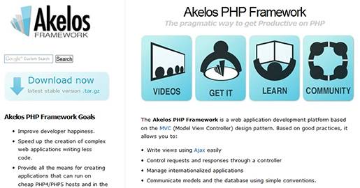 The Akelos Framework is the PHP version of the development platform Ruby on Rails. Like Rails, Akelos claims to increase the speed and ease with which you can develop Web applications.