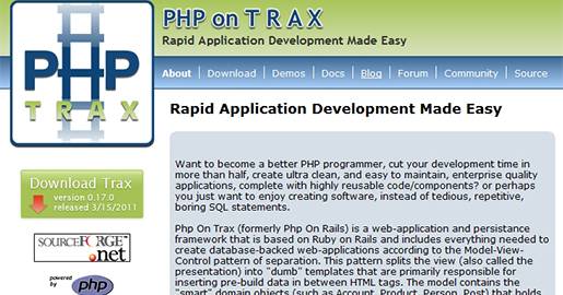 PHPonTRAX is a model view controller PHP framework built in PHP and PEAR (PHP Extension and Application Repository).