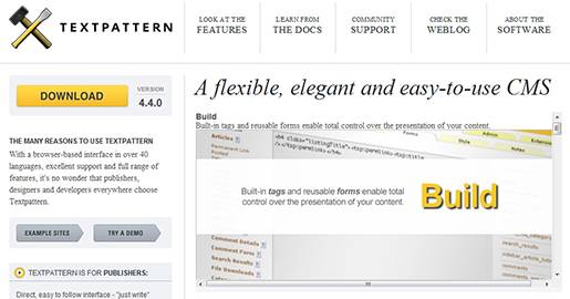 Textpattern is a flexible, elegant and easy-to-use CMS. Textpattern is an open source content management system; it allows you to easily create, edit and publish content and make it beautiful in a professional, standards-compliant manner.