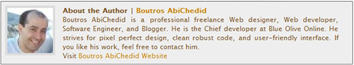 Sample of Author´s Bio box as it appears on this blog.