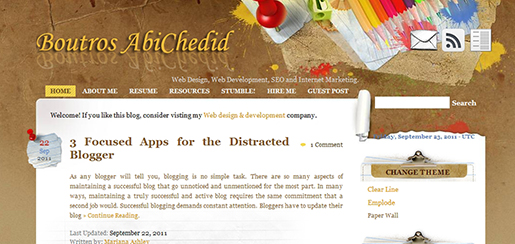 Boutros AbiChedid Blog shown using Paper Wall theme.