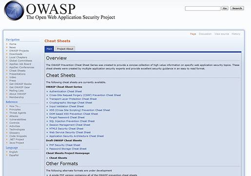 OWASP security cheat sheets.