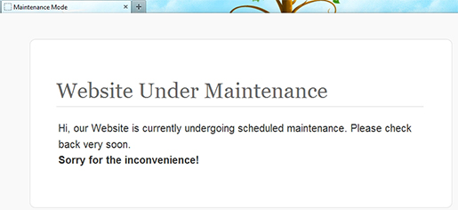 Example of the WordPress maintenance page.