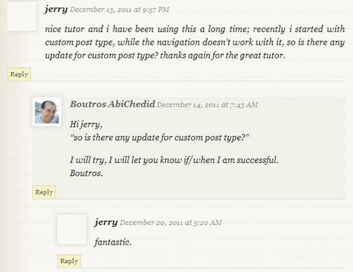 Image3: Threaded (Nested) Commenting Format - Simple Background highlighting for the post's author comment.