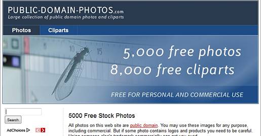 Public-Domain-Photos - Large collection of public domain photos and cliparts.