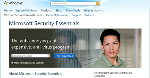 Microsoft Security Essentials - The anti-annoying, anti-expensive, anti-virus program.