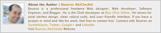 WordPress Author Profile box that appears at the bottom of my posts. Boutros AbiChedid.