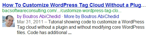 One of my Posts displayed in Actual Google Search results. With Google Authorship.