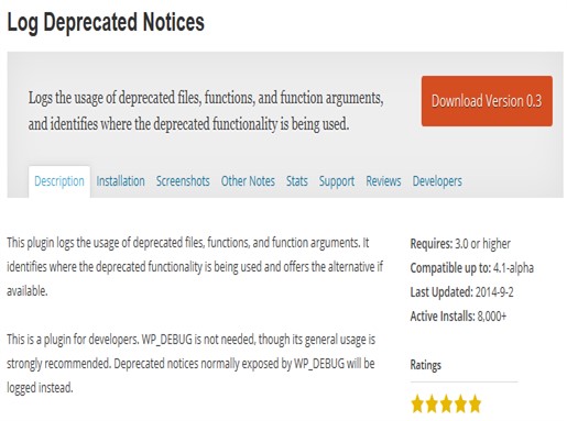 Log Deprecated Notices - WordPress Plugin