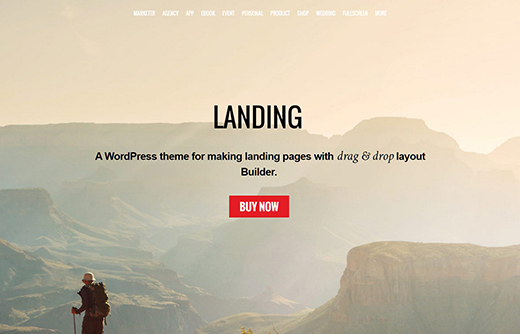 Landing - A WordPress theme for making landing pages with drag & drop layout Builder.