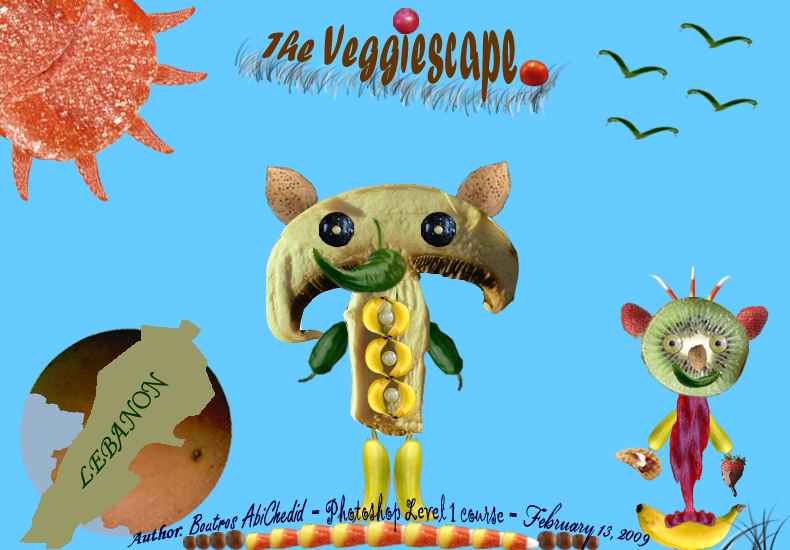 Photoshop Project. Mostly made from Vegetables, fruits, and sweets.